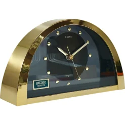 Hollywood Regency Durchsichtige Tischuhr aus Messing, Seiko zugeschrieben, Japan, 1980er