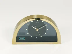 Hollywood Regency Durchsichtige Tischuhr aus Messing, Seiko zugeschrieben, Japan, 1980er