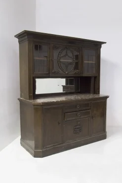 Holz Sideboard mit Marmor und Messing Details von Ignaz Herlinger, 1890er