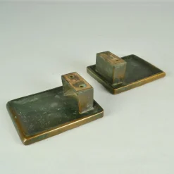 Horizontale Push-Pull Türgriffe aus Bronze mit Relief, 1970er, 2er Set