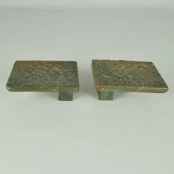 Horizontale Push-Pull Türgriffe aus Bronze mit Relief, 1970er, 2er Set