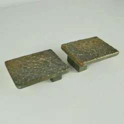 Horizontale Push-Pull Türgriffe aus Bronze mit Relief, 1970er, 2er Set