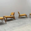 Hunting Sessel mit Fußhocker aus Eiche von Heinz Heger für PGH Annaberg Buchholz, 1960er, 4er Set
