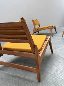 Hunting Sessel mit Fußhocker aus Eiche von Heinz Heger für PGH Annaberg Buchholz, 1960er, 4er Set