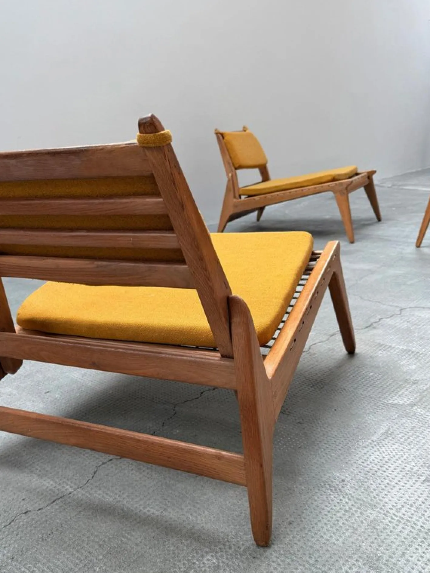Hunting Sessel mit Fußhocker aus Eiche von Heinz Heger für PGH Annaberg Buchholz, 1960er, 4er Set