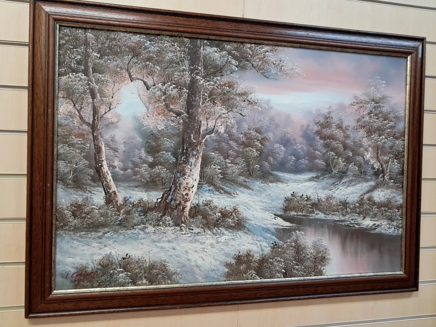 I Cafieri, Winterlandschaft, Ölgemälde, 1984, gerahmt