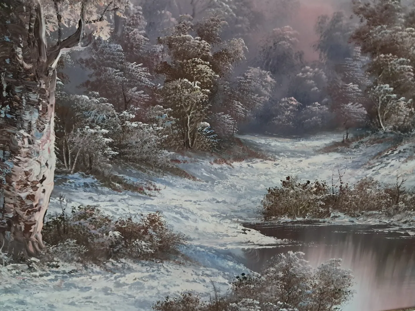 I Cafieri, Winterlandschaft, Ölgemälde, 1984, gerahmt