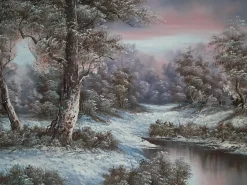I Cafieri, Winterlandschaft, Ölgemälde, 1984, gerahmt