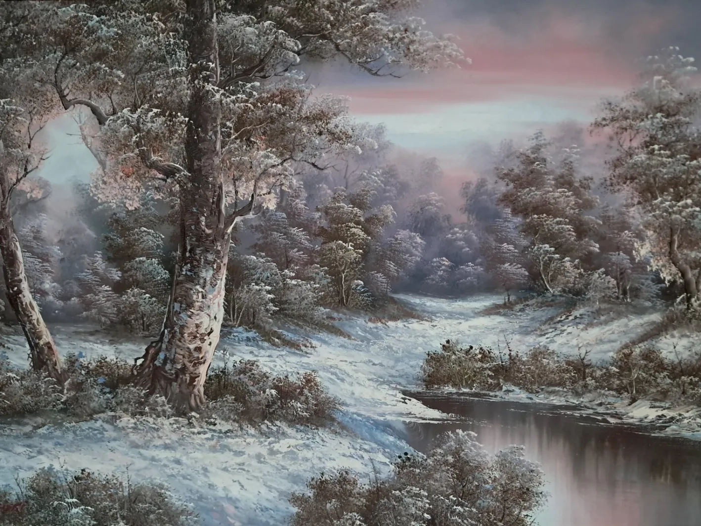 I Cafieri, Winterlandschaft, Ölgemälde, 1984, gerahmt