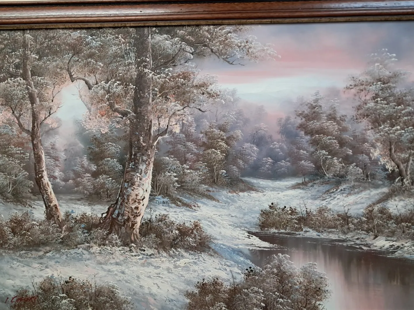 I Cafieri, Winterlandschaft, Ölgemälde, 1984, gerahmt