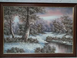 I Cafieri, Winterlandschaft, Ölgemälde, 1984, gerahmt