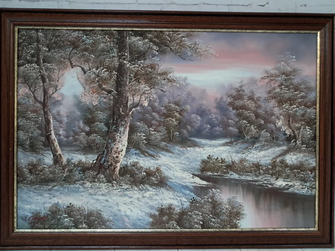 I Cafieri, Winterlandschaft, Ölgemälde, 1984, gerahmt