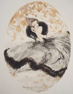 Icart Louis, Jeune femme rêveuse, Radierung