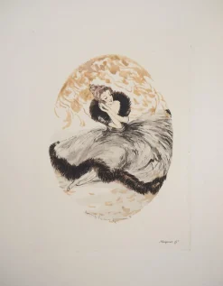 Icart Louis, Jeune femme rêveuse, Radierung