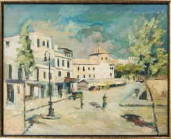 Impressionistischer Künstler, Stadtszene, Mitte des 20. Jahrhunderts, Öl auf Leinwand