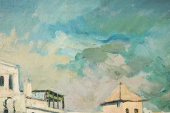 Impressionistischer Künstler, Stadtszene, Mitte des 20. Jahrhunderts, Öl auf Leinwand