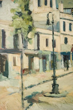 Impressionistischer Künstler, Stadtszene, Mitte des 20. Jahrhunderts, Öl auf Leinwand