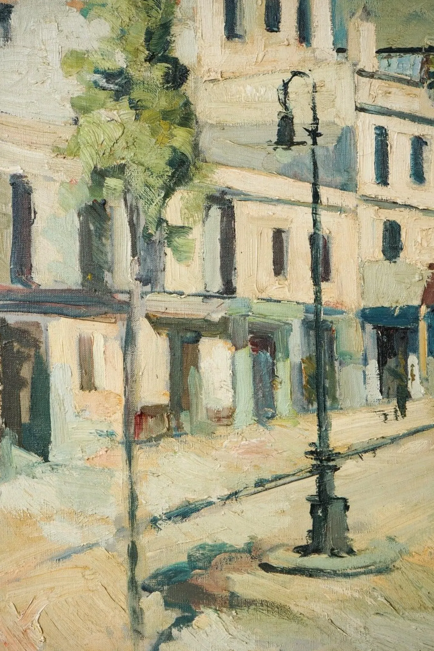 Impressionistischer Künstler, Stadtszene, Mitte des 20. Jahrhunderts, Öl auf Leinwand
