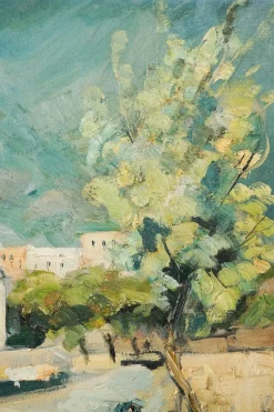 Impressionistischer Künstler, Stadtszene, Mitte des 20. Jahrhunderts, Öl auf Leinwand