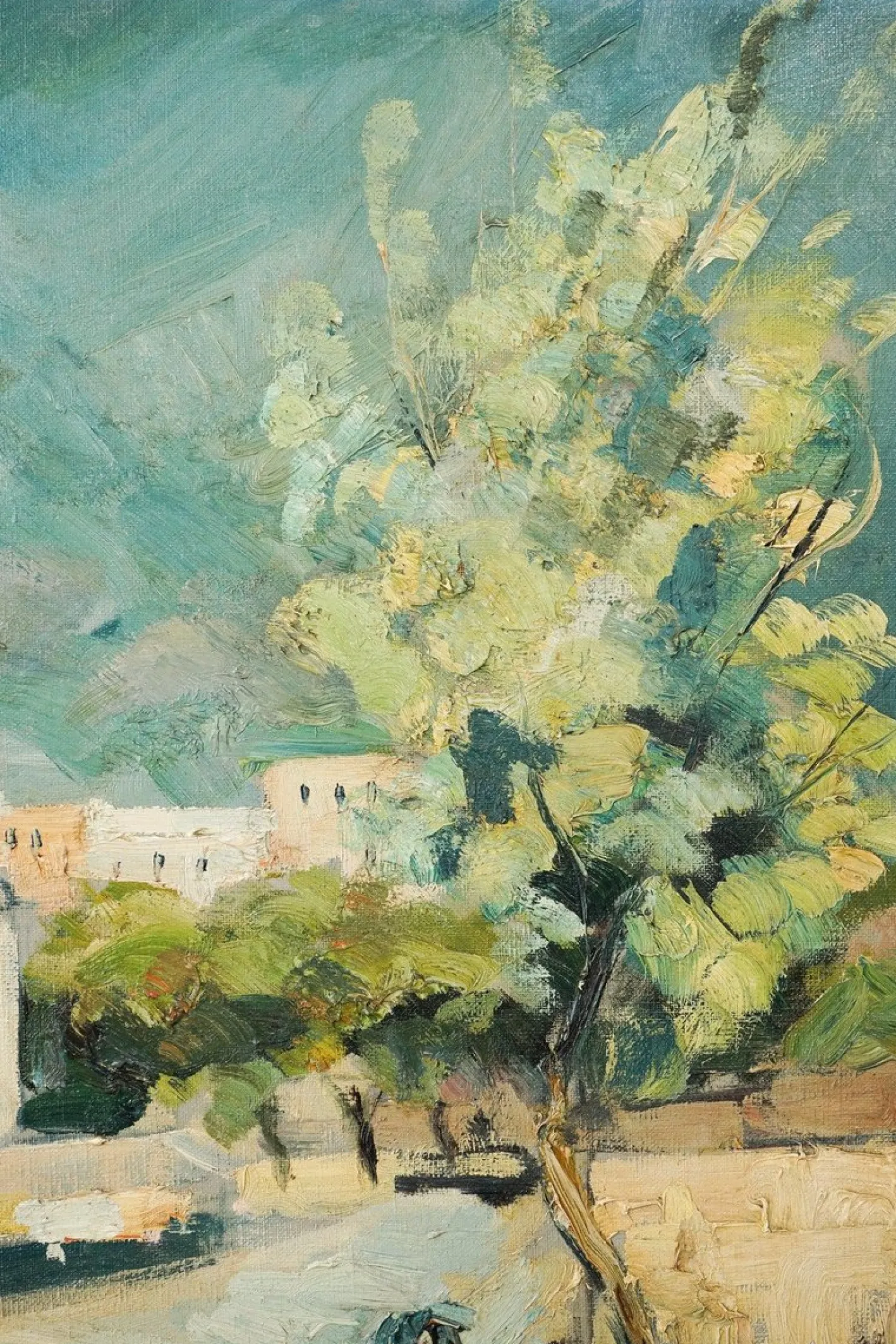 Impressionistischer Künstler, Stadtszene, Mitte des 20. Jahrhunderts, Öl auf Leinwand