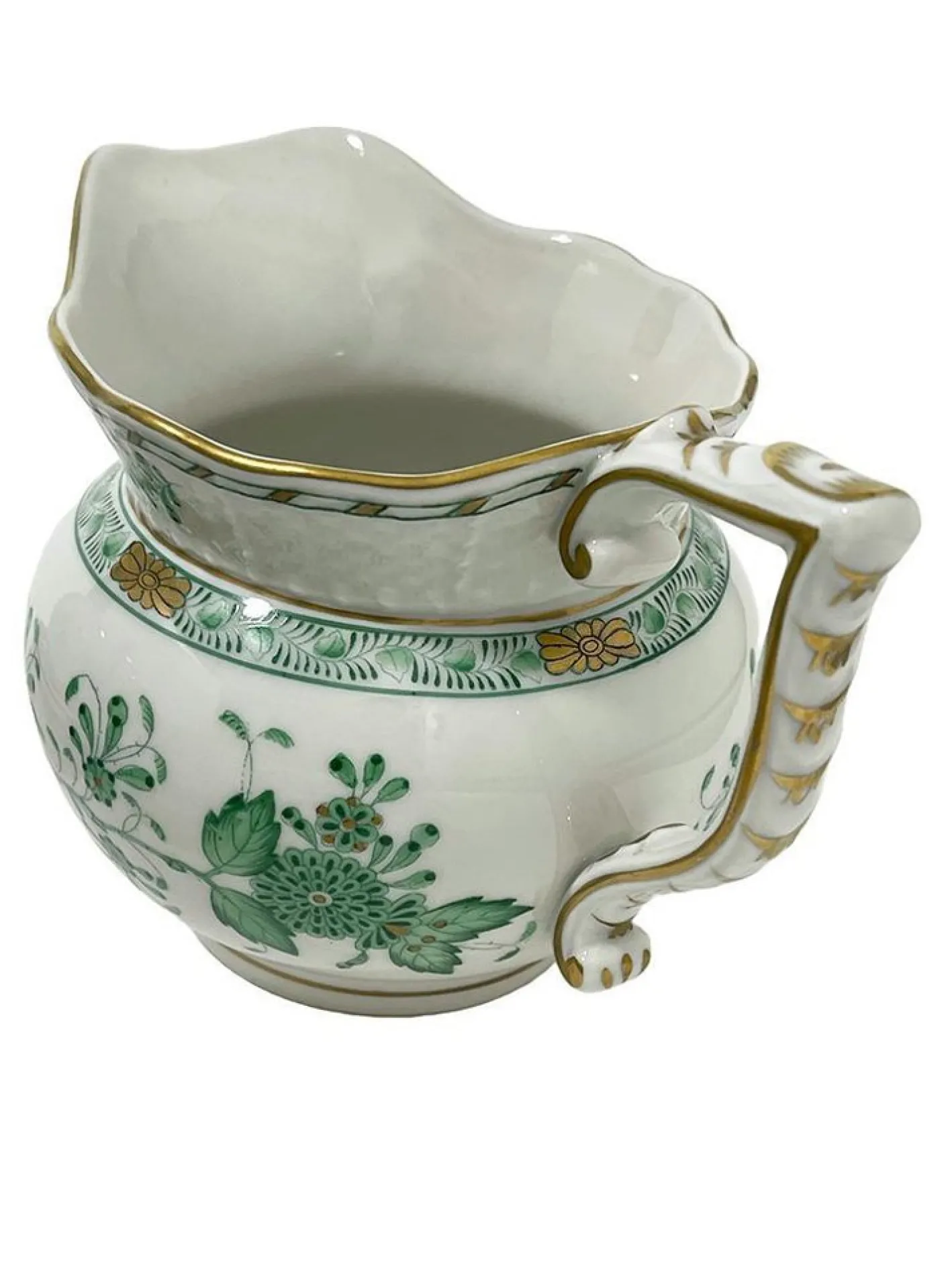 Indisches Porzellan Teeservice mit grünem Muster für 12 von Herend, Ungarn, 1930er, 27er Set