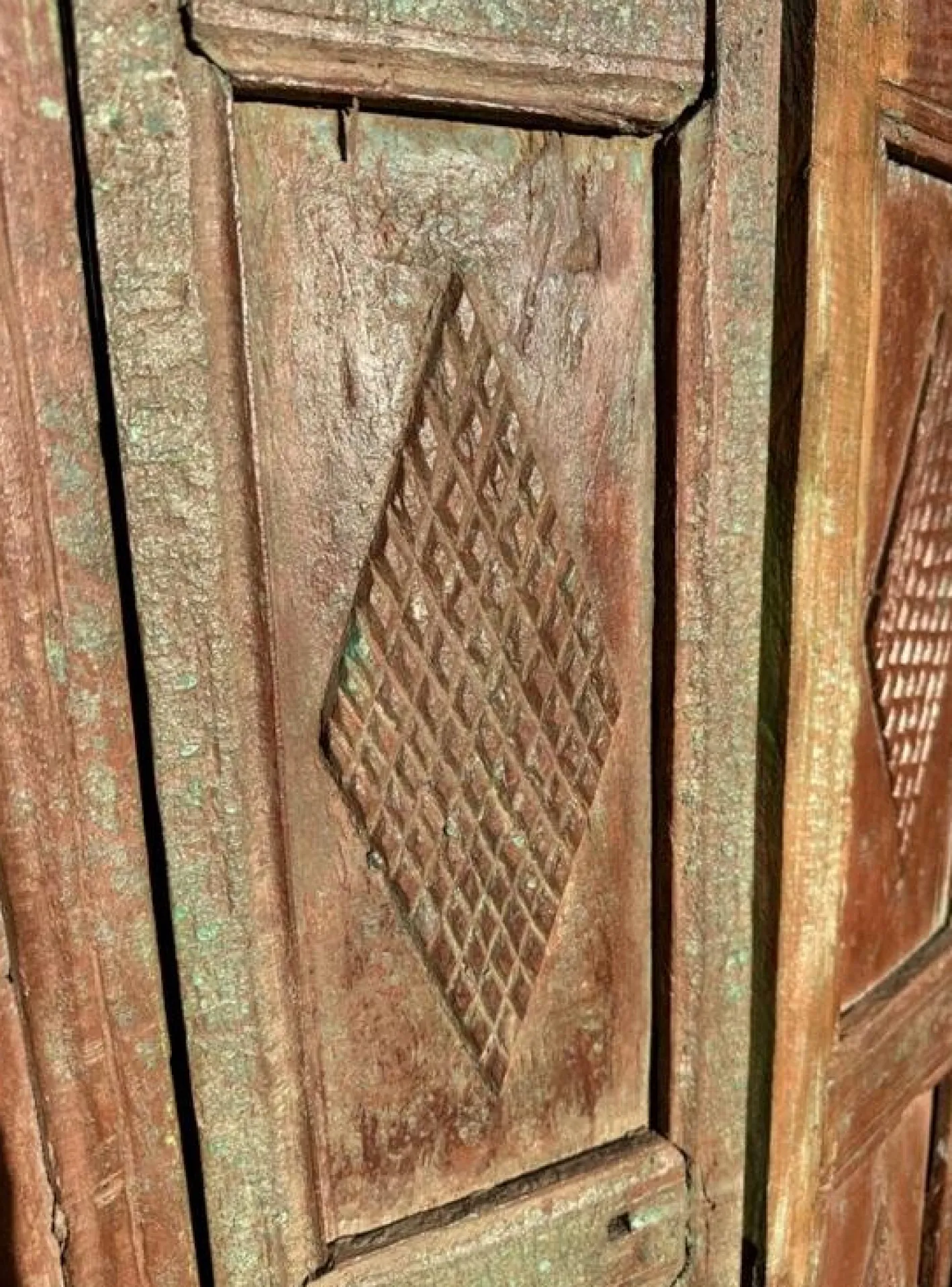 Indische Teakholz Tür, 19. Jh.