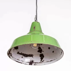 Industrielle Grüne Emaille Hängelampe, 1940er