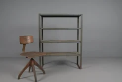 Industrielles Art Deco Metallregal, 1950er