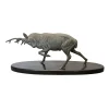 Irénée Rochard, Hirsch Skulptur auf Marmorsockel, 1920er, Metall und Marmor
