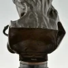 Isidore De Rudder, Jugendstil Kleopatra Büste mit Schlange, 1900, Bronze & Marmor