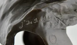 Isidore De Rudder, Jugendstil Kleopatra Büste mit Schlange, 1900, Bronze & Marmor