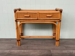 Italienische Bambus Konsole mit 2 Schubladen, 1980er