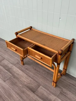 Italienische Bambus Konsole mit 2 Schubladen, 1980er