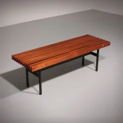 Italienische Bank aus Teak & Metall, 1970er