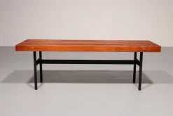 Italienische Bank aus Teak & Metall, 1970er