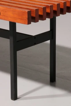 Italienische Bank aus Teak & Metall, 1970er