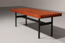 Italienische Bank aus Teak & Metall, 1970er
