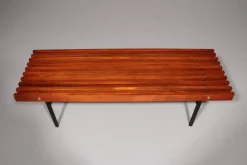 Italienische Bank aus Teak & Metall, 1970er