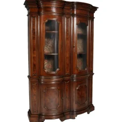 Italienische Barocke Renaissance Vitrine aus Nuss- & Wurzelholz, 1900er
