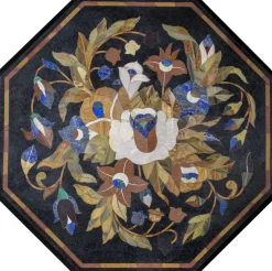 Italienische Florentiner Pietra Dura Marmor Tischplatte mit Steinintarsie