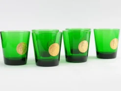 Italienische grüne Mid-Century Gläser von Byrrh, 6er Set