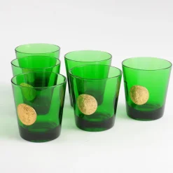 Italienische grüne Mid-Century Gläser von Byrrh, 6er Set