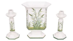 Italienische Kerzenhalter & Blumentopf aus Keramik von Bassano, 1970er, 3er Set