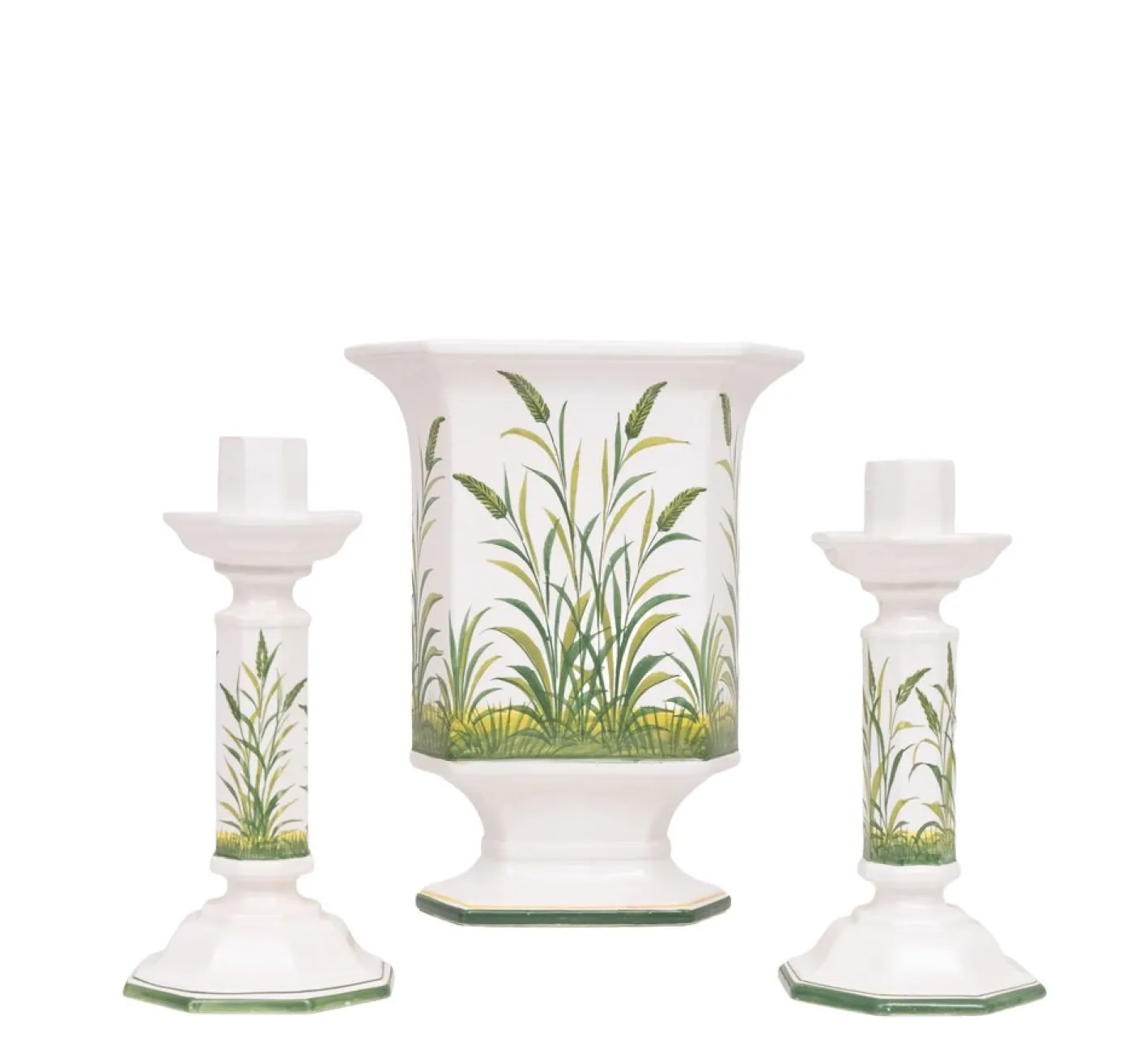 Italienische Kerzenhalter & Blumentopf aus Keramik von Bassano, 1970er, 3er Set