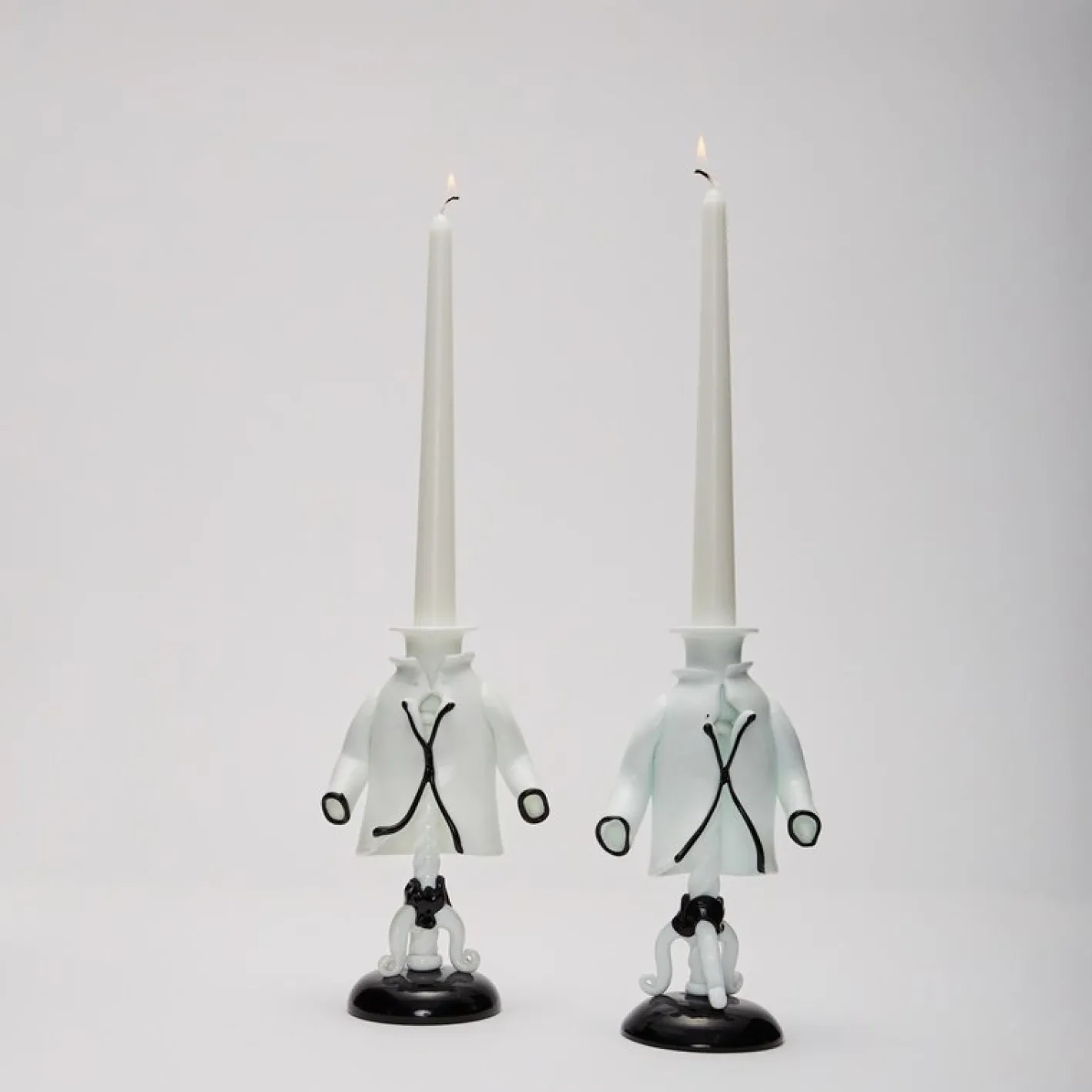 Italienische Kerzenhalter von Fulvio Bianconi für Venini, Murano, 1940, 2er Set