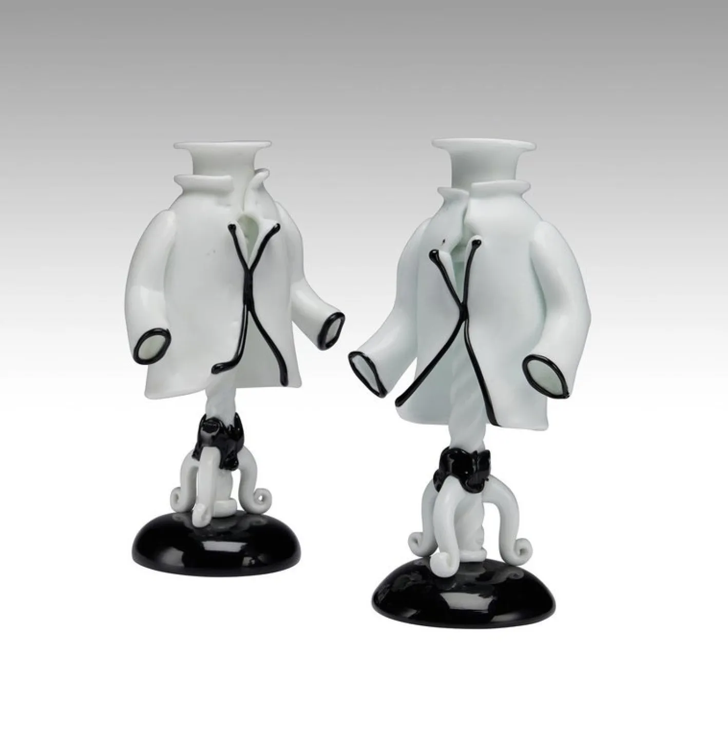 Italienische Kerzenhalter von Fulvio Bianconi für Venini, Murano, 1940, 2er Set