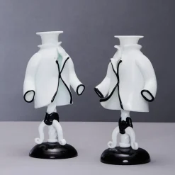 Italienische Kerzenhalter von Fulvio Bianconi für Venini, Murano, 1940, 2er Set