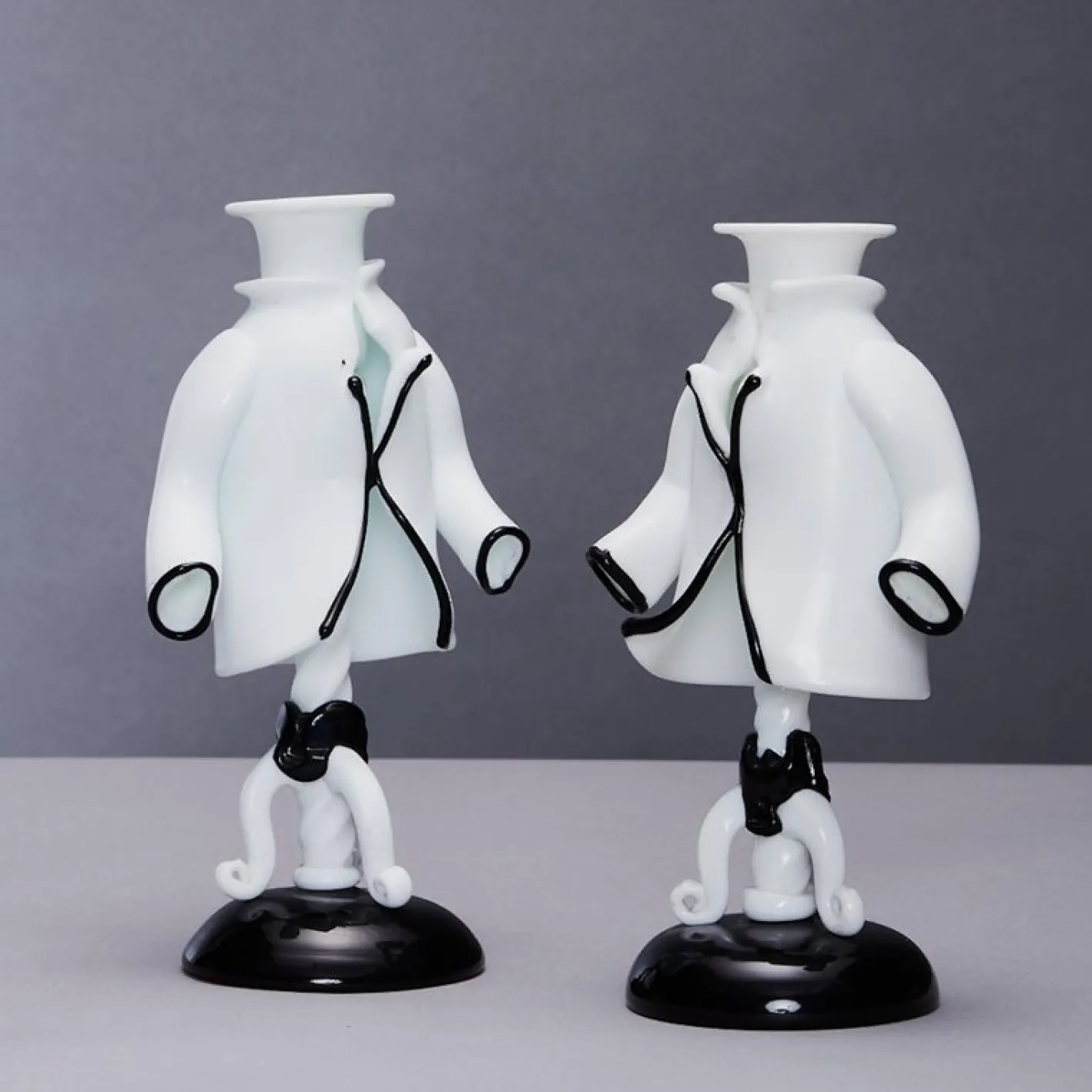 Italienische Kerzenhalter von Fulvio Bianconi für Venini, Murano, 1940, 2er Set