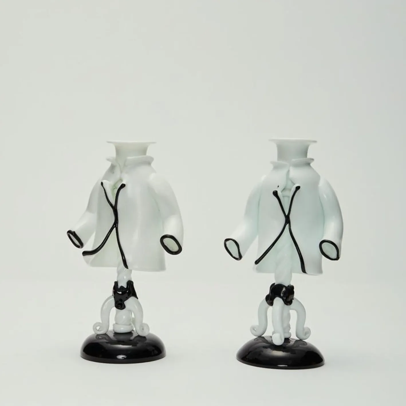 Italienische Kerzenhalter von Fulvio Bianconi für Venini, Murano, 1940, 2er Set