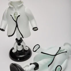 Italienische Kerzenhalter von Fulvio Bianconi für Venini, Murano, 1940, 2er Set
